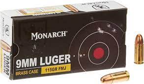 Monarch FMJ 9 mm Luger 115-Grain Pistol Ammunition